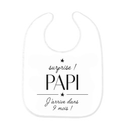 Bavoir bébé imprimé citation naissance humour Surprise papi j'arrive dans 9 mois