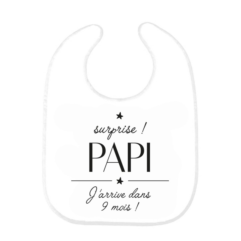 Bavoir bébé imprimé citation naissance humour Surprise papi j'arrive dans 9 mois