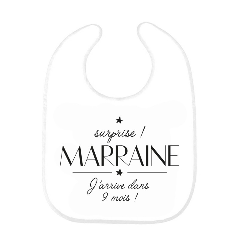 Bavoir bébé imprimé citation naissance humour Surprise Marraine j'arrive dans 9 mois