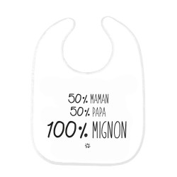 Bavoir bébé imprimé citation naissance humour 50%maman 50%papa 100%mignon