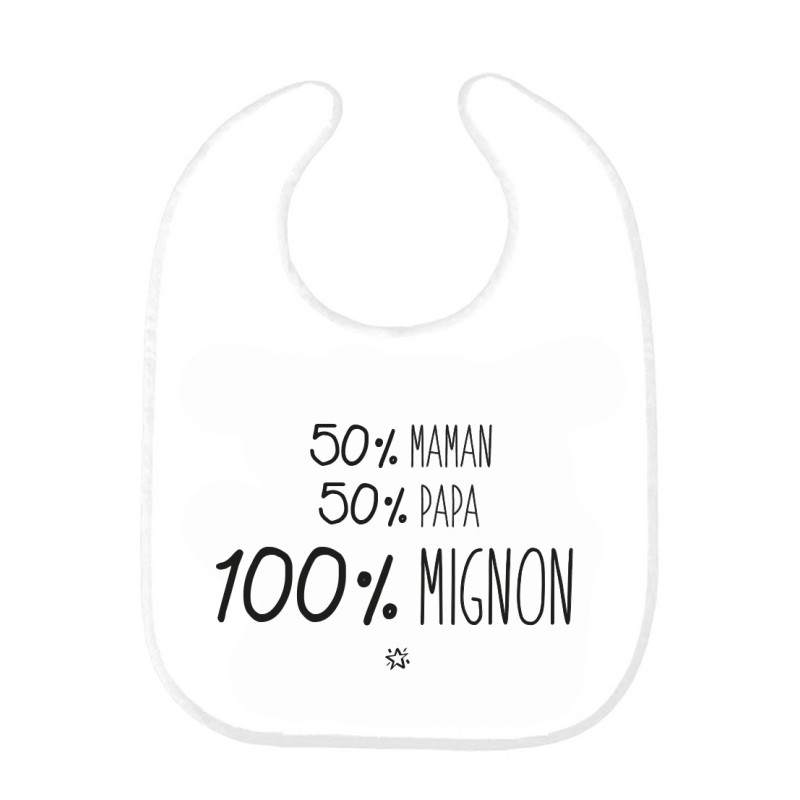 Bavoir bébé imprimé citation naissance humour 50%maman 50%papa 100%mignon