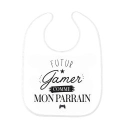 Bavoir bébé imprimé citation naissance humour Futur gamer comme mon parrain