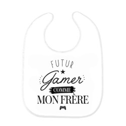Bavoir bébé imprimé citation naissance humour Futur gamer comme mon frère