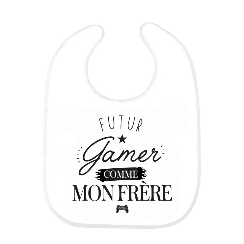 Bavoir bébé imprimé citation naissance humour Futur gamer comme mon frère