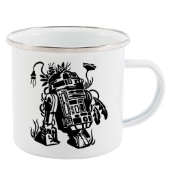 Mug Tasse Rétro en métal émaillé imprimé humour illustration robot r2d