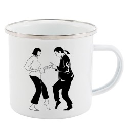 Mug Tasse Rétro en métal émaillé imprimé humour illustration Pulp f