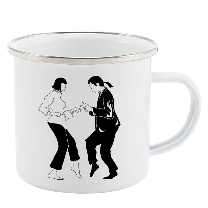 Mug Tasse Rétro en métal émaillé imprimé humour illustration Pulp f