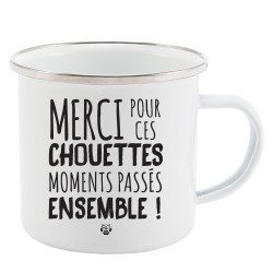 Mug Tasse Rétro en métal émaillé imprimé humour citation Merci pour ces chouettes moments passés ensemble