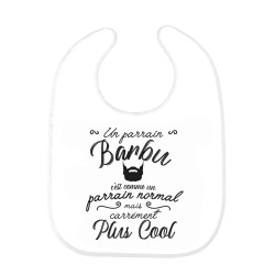 Bavoir bébé imprimé citation naissance humour Un parrain barbu c'est comme un parrain normal mais plus cool