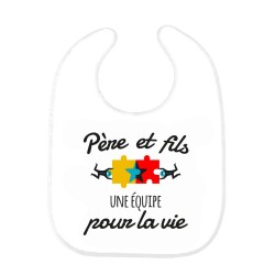 Bavoir bébé imprimé citation naissance humour Père et fils une équipe pour la vie