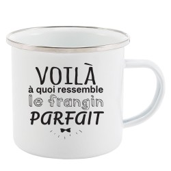 Mug Tasse Rétro en métal émaillé imprimé humour citation Voila a quoi ressemble le frangin parfait