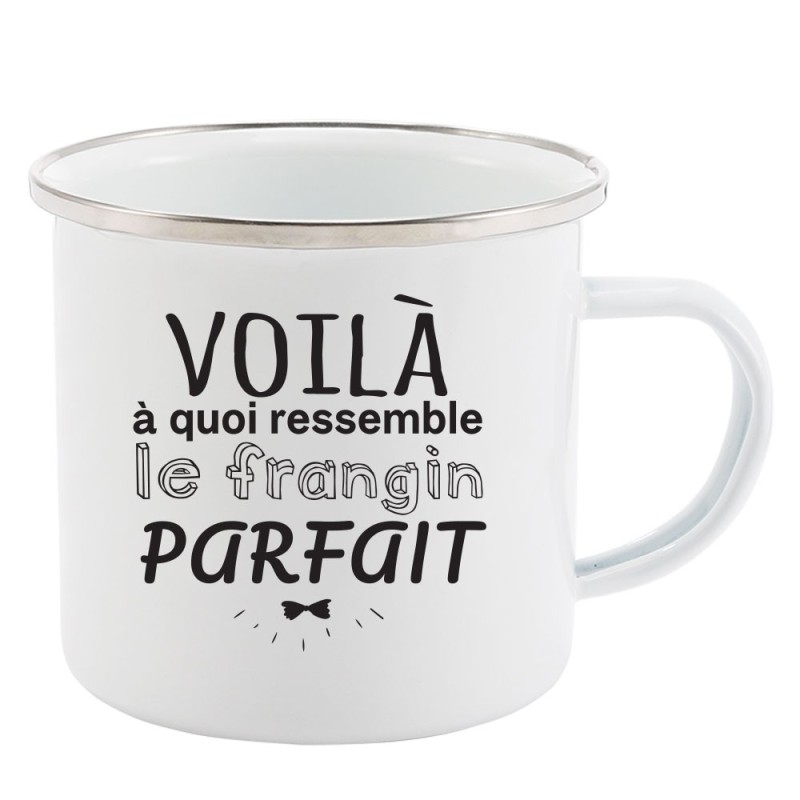 Mug Tasse Rétro en métal émaillé imprimé humour citation Voila a quoi ressemble le frangin parfait