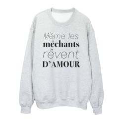 Sweat shirt imprimé citation Même les méchants rêvent d'amour