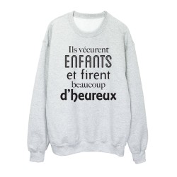 Sweat shirt imprimé citation Ils vécurent enfants et firent beaucoup d'heureux