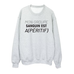 Sweat shirt imprimé citation humour Mon groupe sanguin (A)péritif