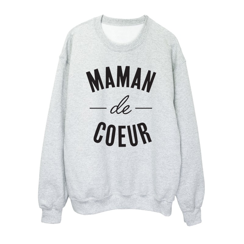 Sweat shirt imprimé citation humour Maman de coeur