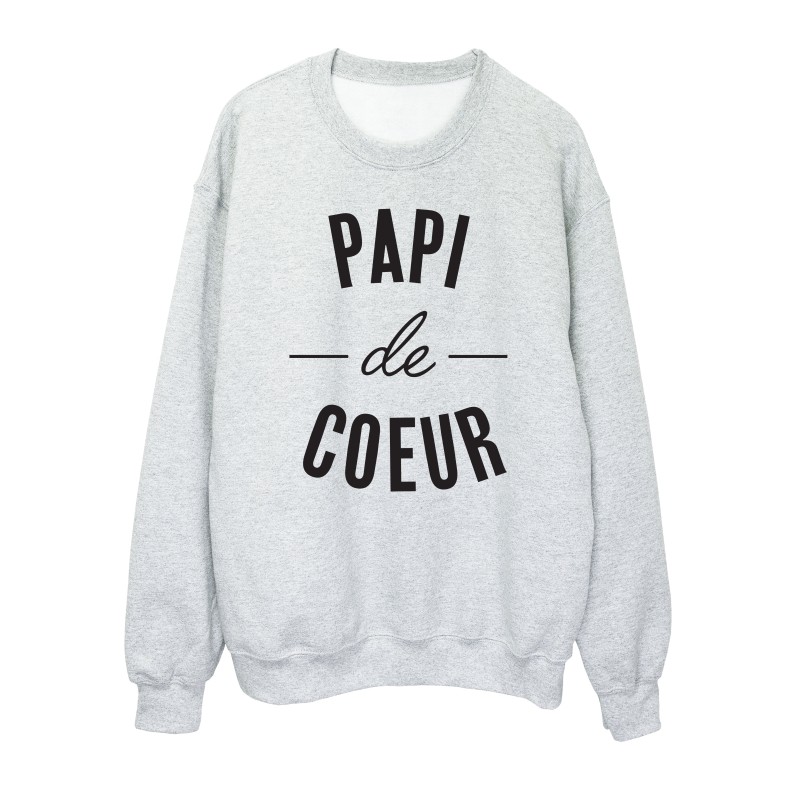 Sweat shirt imprimé citation humour Papi de coeur