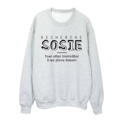 Sweat shirt imprimé citation humour Recherche sosie pour aller travailler a ma place