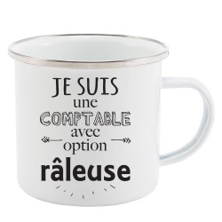 Mug Tasse Rétro en métal émaillé imprimé humour citation Je suis une comptable avec option râleuse