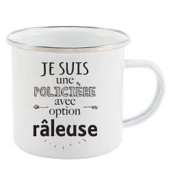 Mug Tasse Rétro en métal émaillé imprimé humour citation Je suis une fonctionnaire avec option râleuse