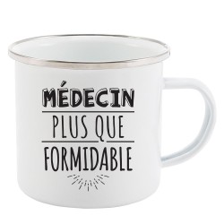 Mug Tasse Rétro en métal émaillé imprimé humour citation Médecin plus que formidable