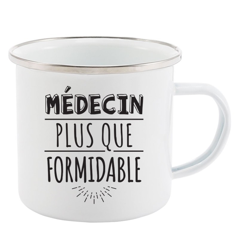 Mug Tasse Rétro en métal émaillé imprimé humour citation Médecin plus que formidable