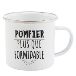 Mug Tasse Rétro en métal émaillé imprimé humour citation Pompier plus que formidable