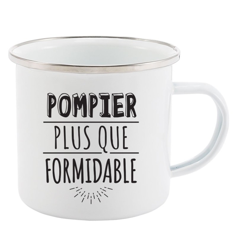 Mug Tasse Rétro en métal émaillé imprimé humour citation Pompier plus que formidable