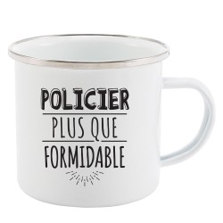Mug Tasse Rétro en métal émaillé imprimé humour citation Policier plus que formidable