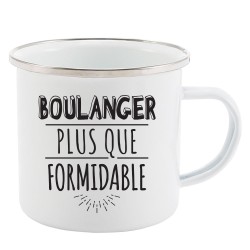 Mug Tasse Rétro en métal émaillé imprimé humour citation Boulanger plus que formidable