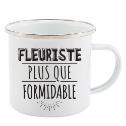 Mug Tasse Rétro en métal émaillé imprimé humour citation Fleuriste plus que formidable
