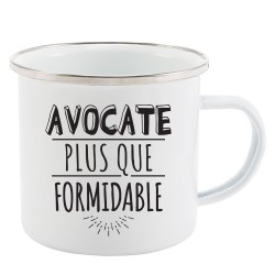 Mug Tasse Rétro en métal émaillé imprimé humour citation Avocate plus que formidable