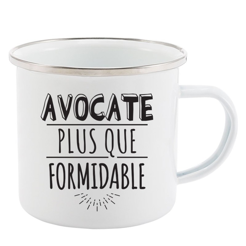 Mug Tasse Rétro en métal émaillé imprimé humour citation Avocate plus que formidable