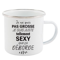 Mug Tasse Rétro en métal émaillé imprimé humour citation Je ne suis pas grosse je suis juste tellement sexy