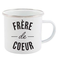 Mug Tasse Rétro en métal émaillé imprimé humour citation Frère de coeur
