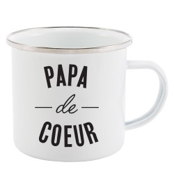 Mug Tasse Rétro en métal émaillé imprimé humour citation Papa de coeur