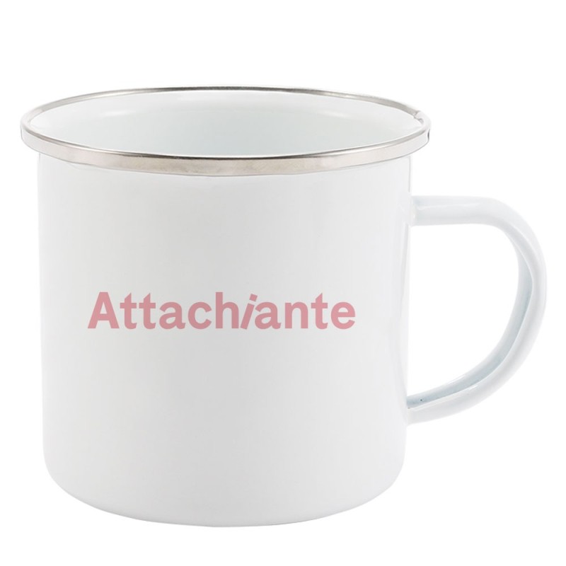 Mug Tasse Rétro en métal émaillé imprimé humour citation humour Attachiante