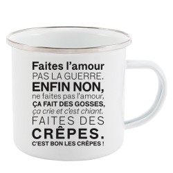 Mug Tasse Rétro en métal émaillé imprimé humour citation humour Faites l'amour pas la guerre afin non ...