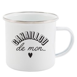 Mug Tasse Rétro en métal émaillé imprimé humour citation Canaillou de mon coeur