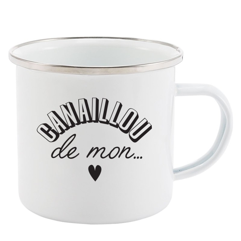 Mug Tasse Rétro en métal émaillé imprimé humour citation Canaillou de mon coeur