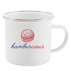 Mug Tasse Rétro en métal émaillé imprimé humour citation Hamburcoeur
