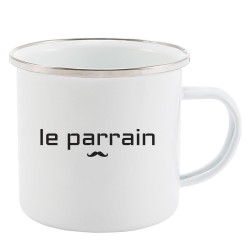 Mug Tasse Rétro en métal émaillé imprimé humour citation Le parrain
