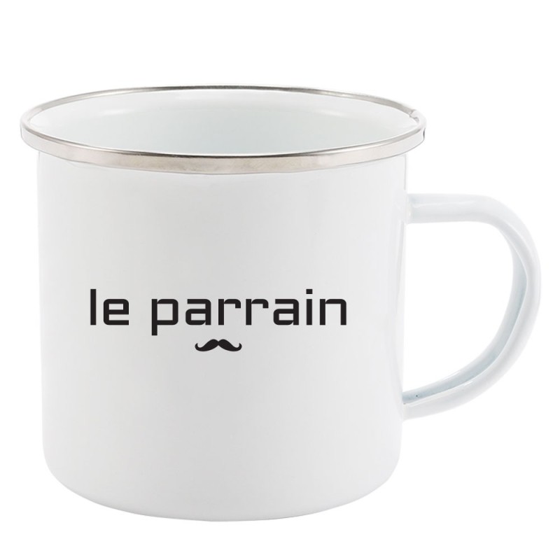 Mug Tasse Rétro en métal émaillé imprimé humour citation Le parrain