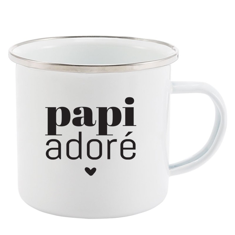 Mug Tasse Rétro en métal émaillé imprimé humour citation fête des grands pères papi adoré