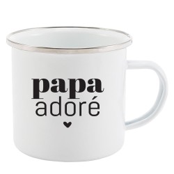 Mug Tasse Rétro en métal émaillé imprimé humour citation fête des pères Papa adoré