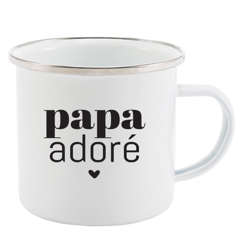 Mug Tasse Rétro en métal émaillé imprimé humour citation fête des pères Papa adoré