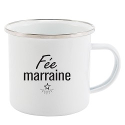Mug Tasse Rétro en métal émaillé imprimé humour citation Fée marraine