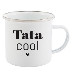 Mug Tasse Rétro en métal émaillé imprimé humour citation Tata cool