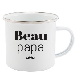 Mug Tasse Rétro en métal émaillé imprimé humour citation Beau papa