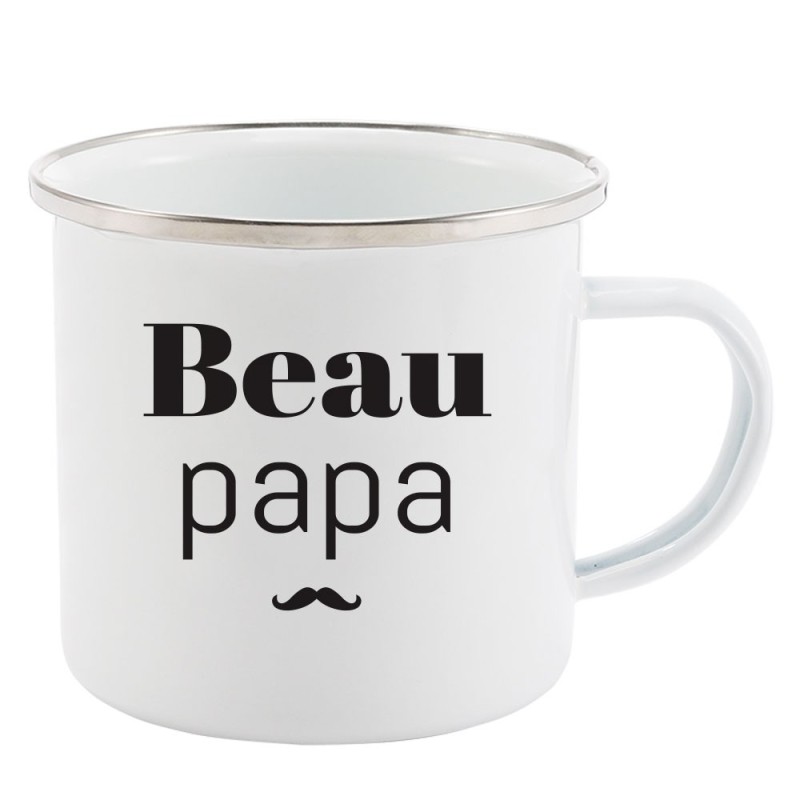 Mug Tasse Rétro en métal émaillé imprimé humour citation Beau papa